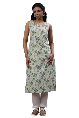 W Women Off White Floral Print Cotton A-Line Kurta_24Few11134-123203_2Xl