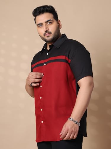 Bigbanana Plus Size MenS Regular Fit Colorblock Shirt