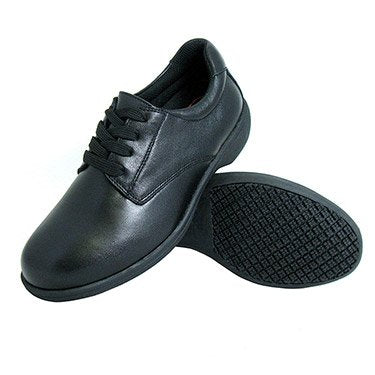Genuine Grip 420-9.5M Mens Slip-Resistant Leather Work Oxford  Black - Size 9.5