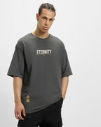 Bewakoof MenS Eternity Graphic Printed 100% Cotton T-Shirt - Oversized Fit, Round Neck, Half Sleeves_596129_Grey_L