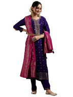 Libas WomenS Silk Blend Kurta Set (48962Oh_Purple