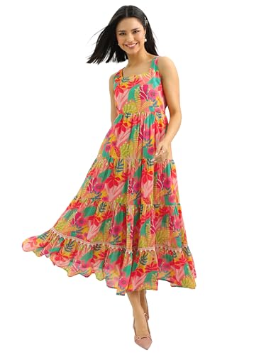 Libas WomenS Silk Blend Floor Length Dress (29857_Multi Multicolour