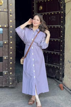 Anni Designer Women'S Rayon Viscose Soild Button Shirt Dress