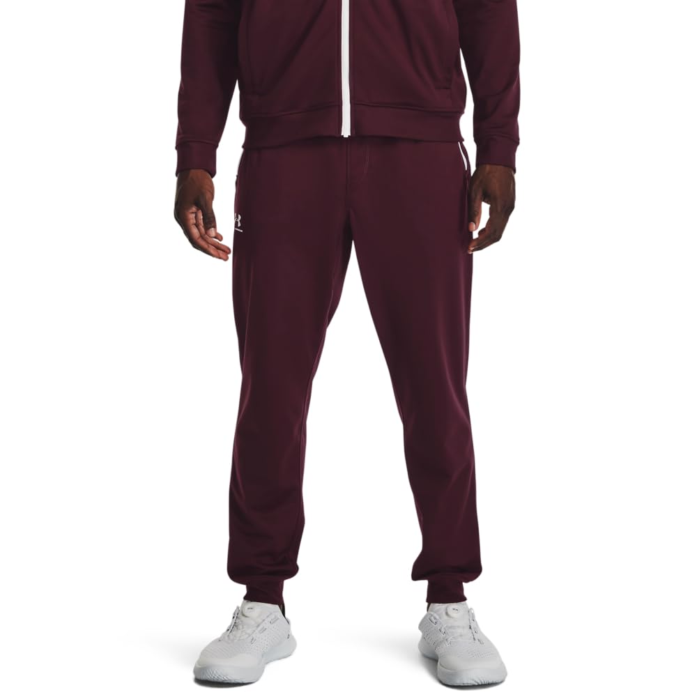 Under Armour Men's Sportstyle Tricot Joggers, (601) Dark Maroon / / White, 3X-Large