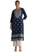 Soch Women'S Denim Geometric Regular Kurta (Cws5Ku61239_Indigo