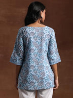 Libas WomenS Cotton Printed Straight Kurti (26858R Blue