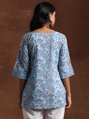 Libas WomenS Cotton Printed Straight Kurti (26858R Blue