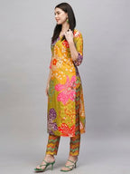 ANNI DESIGNER Womens Cotton Blend Straight Printed Kurta with Pant (Wahida Yellow-NW_S_Yellow_Small)