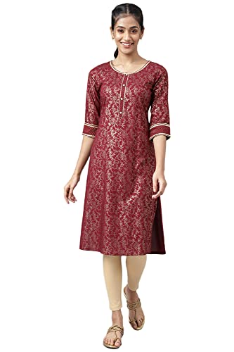 Aurelia Maroon Foil Sequin Regular Kurta for Women