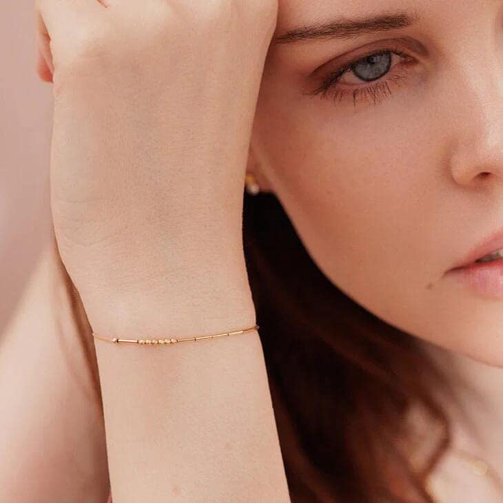 JoycuFF Inspirational Morse Code Bracelets Daughter Funny Daughter Gifts for Women Birthday Mother's Day Christmas Courage Gold