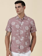 Thomas Scott Oversized Fit| 100% Cotton | Spread Collar | Short Sleeve | Embrodiered | Shirts for Men Pink
