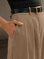 Greciilooks High Waist Cotton Trousers For Women  Flared Parachute Pants With Side Pockets | Casual Travel Cargo Pants Khakhi