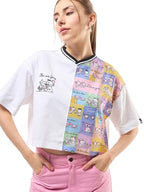 Bewakoof Official Tom & Jerry Merchandise Womens Graphic Printed Oversized Fit Half Sleeve V-Neck Pure Cotton Crop T-Shirt_6355