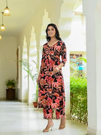 ANNI DESIGNER Womens Cotton Blend Straight Printed Kurta with Palazzo (Chinki Black_M_Black_Medium)