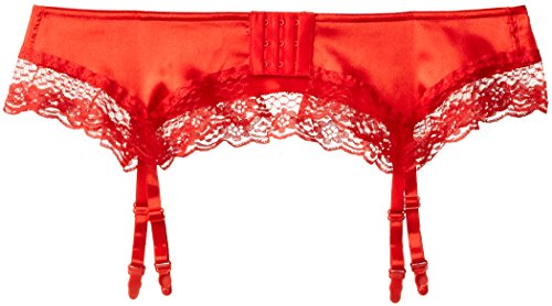 SATIN GARTER BELT RED Q/S