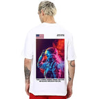 Bewakoof MenS White Galactic Spectrum Graphic Printed Oversized Fit T-Shirt