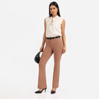 BlissClub AM:PM Air Flare Trousers Cotton for Women Upto 54 ft | Bootcut Trousers and Formal Pants for Women Office wear | Tail