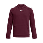 Under Armour Boys Rival Fleece Hoodie, (609) Maroon / / White, Medium
