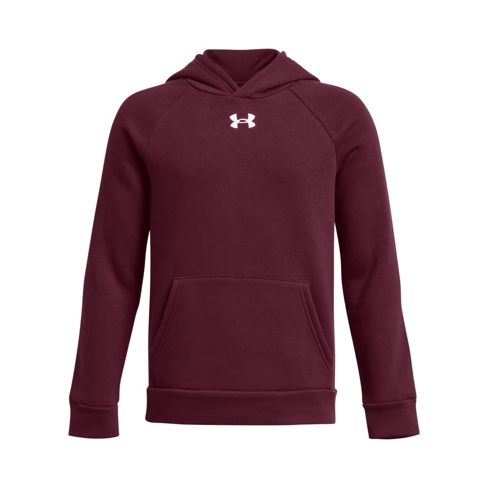 Under Armour Boys Rival Fleece Hoodie, (609) Maroon / / White, Medium