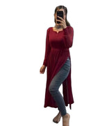 Fashion2wear Women Solid Georgette A-line Kurta for Women (Alia Cut-Maroon-XL)