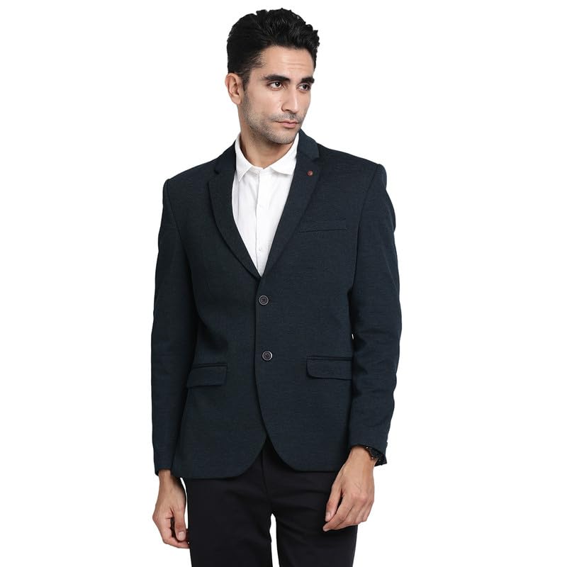 Turtle Men Knitted Dobby Slim Fit Casual Blazers Green