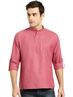Sojanya (Since 1958, MenS Cotton Dark Coral Short Kurta, Size: 44