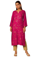 Libas WomenS Viscose Rayon Embellished Straight-Fit Kurta (29812_Pink