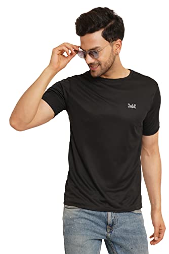 LookMark Mens Stylish Polyester T-Shirt(MT16-BLACK-XXL)