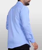 Tee Projekt Mens Regular Fit Solid Soft Touch Cotton Casual Shirt with Pocket Design with Spread Collar & Full Sleeves. Sky Blu
