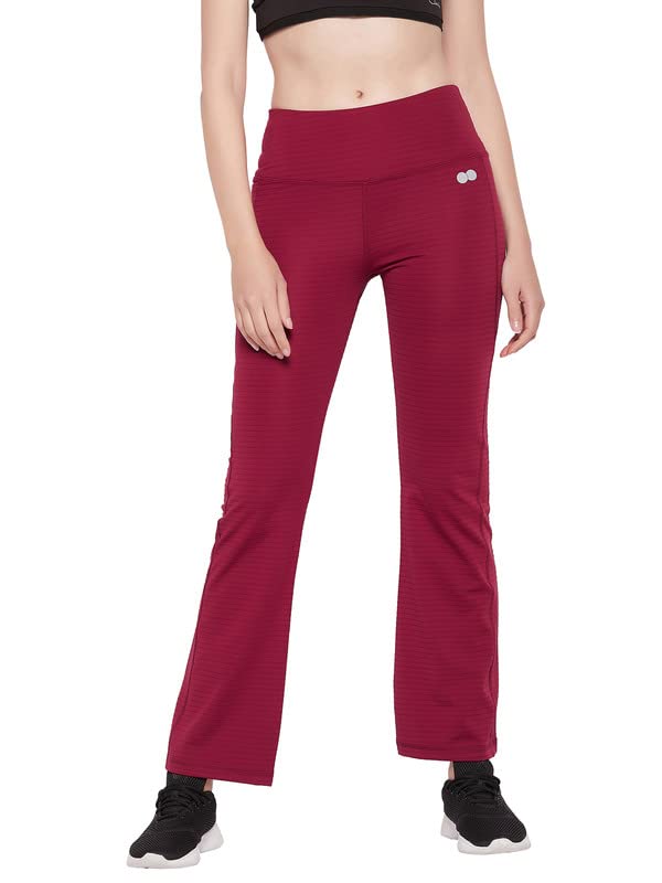 Clovia Womens Comfort Fit High Rise Flared Yoga Pants with Side Pocket (Ab0090P15_Purple_XXL)