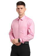Turtle Men Cotton Solid Slim Fit Formal Shirts Pink