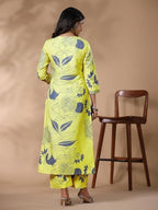 ANNI DESIGNER Womens Rayon Blend Straight Printed Kurta with Palazzo (ANAAR-Green_L_Green_Large)