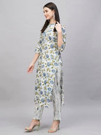 ANNI DESIGNER Womens Cotton Blend Straight Printed Kurta with Pant (Dafiya Green_M_Green_Medium)