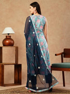 ANNI DESIGNER Womens Cotton Blend Anarkali Printed Kurta with Pant & Dupatta (GOANNI Blue-FKA_L_Blue_Large)