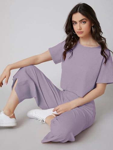GRECIILOOKS Womens Ribbed A-Line Standard Length Co-Ord Set