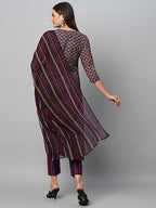 ANNI DESIGNER Womens Cotton Blend Straight Printed Kurta with Pant & Dupatta (Farali Blue_XL_Blue_X-Large)