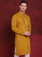 Jompers Sequins Embroidered Kurta Pyjama Set For Men