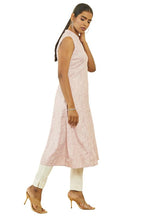 Soch Womens Pink Rayon Paisley Print A-Line Kurta With Front Button Placket