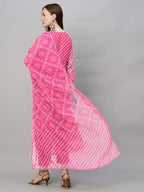 ANNI DESIGNER Womens Cotton Blend Straight Printed Kurta with Pant & Dupatta (Doremi Baby Pink_S_Baby Pink_Small)