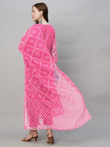 ANNI DESIGNER Womens Cotton Blend Straight Printed Kurta with Pant & Dupatta (Doremi Baby Pink_S_Baby Pink_Small)