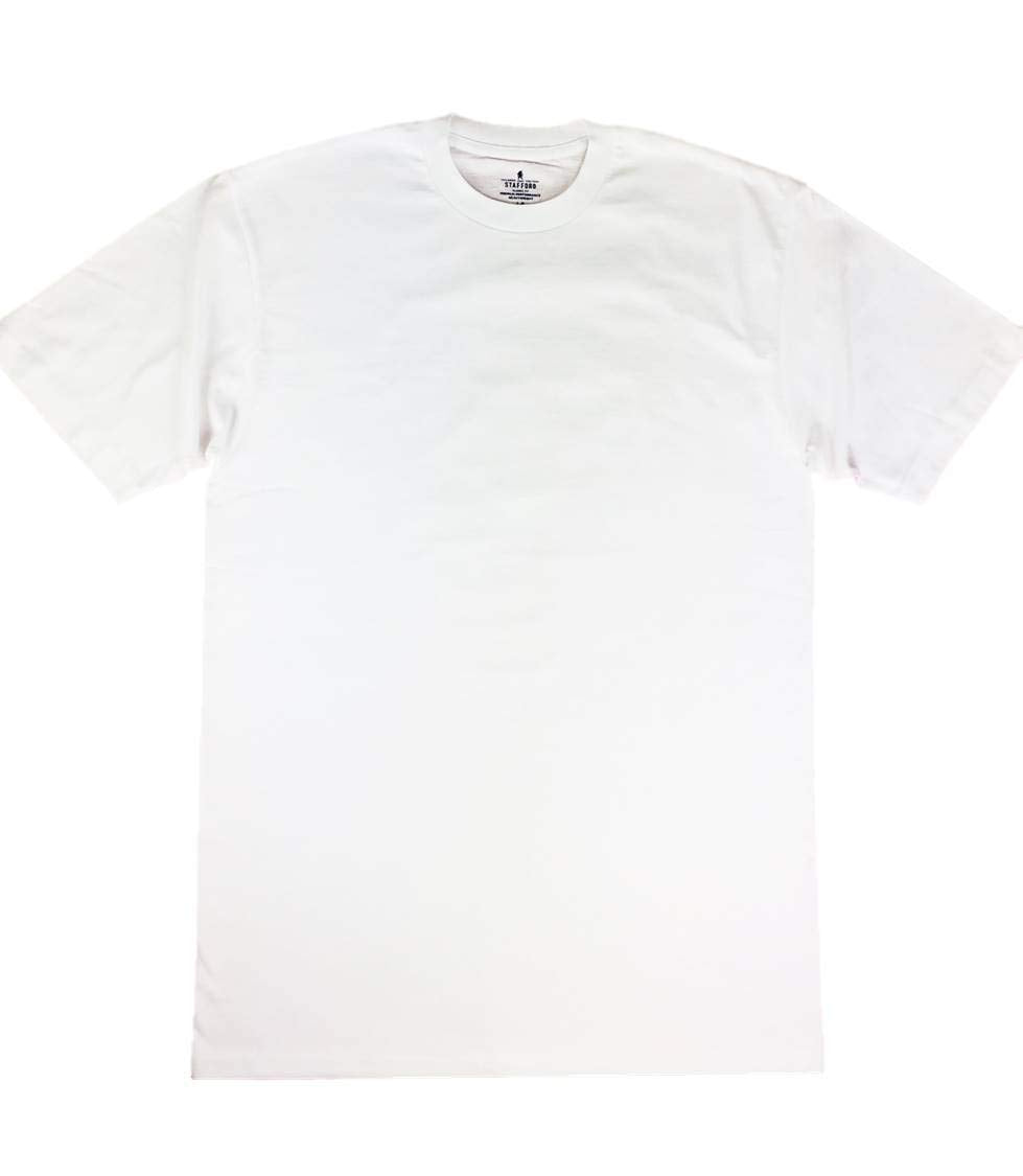 Stafford Mens Tall/Extra Tall 100% Heavy Weight Cotton Crew Neck Undershirt, White, Short Sleeve, 4 Pack (Large Tall (LT))