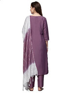 Stylum Women'S Embroidered Chinnon Straight Kurta Pant Dupatta Set