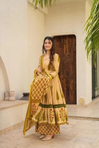 Wedani Rayon Printed Anarkali Kurta Set for Women Green