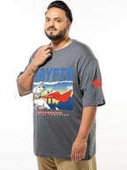 Bewakoof Official DC Merchandise Krypto Mens Graphic Print Oversized Fit Half Sleeve Round Neck Pure Cotton Plus Size T-Shirt_6
