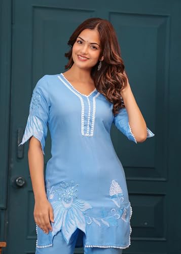 Fabnex Kurta Set For Women | Women Kurta | Women Kurta Sets Kurtis | Women Kurta Pant Set | Women Kurta Pant Set Women (K-117-Bl