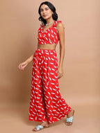 Ketch WomenS Polyester Mini Co-Ord Set (Khce000099_Red