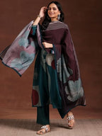 Libas WomenS Silk Blend Kurta Set (36769Or_Teal Blue