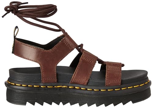 Dr. Martens Women's Nartilla Sandal, Dark Brown New Oily Illusion, 6