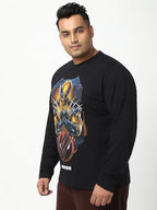 Bewakoof Official Marvel Merchandise Wolverine Mens Graphic Printed Regular Fit Full Sleeve Round Neck Cotton Jersey Plus Size