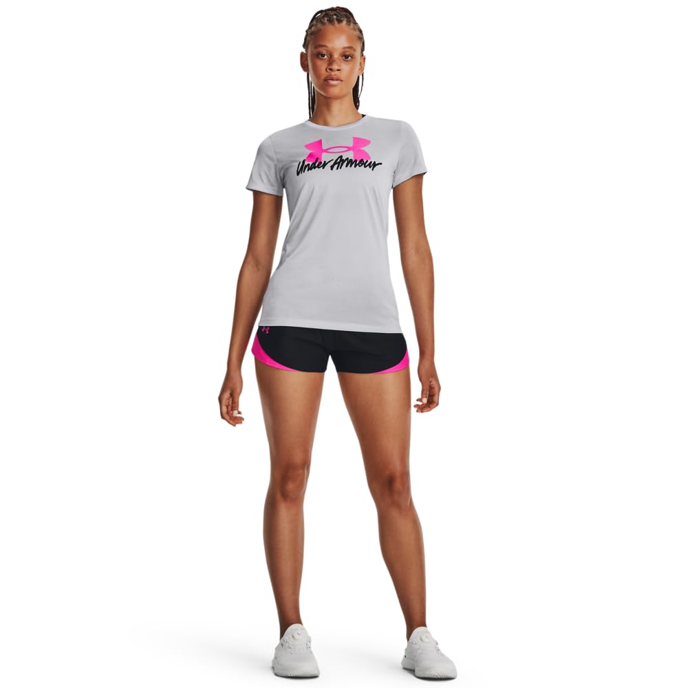 Under Armour Womens Play Up 3.0 Shorts, (057) Black/Rebel Pink/Rebel Pink, X-Large